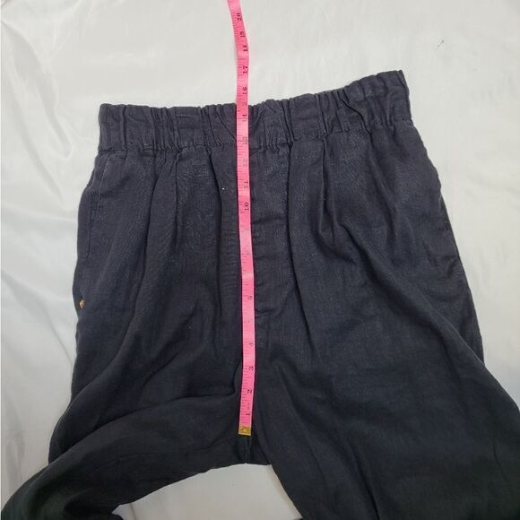 WHITE SAND black linen coastal grandma wide leg‎ pull on beach pants 46/M - Picture 9 of 10